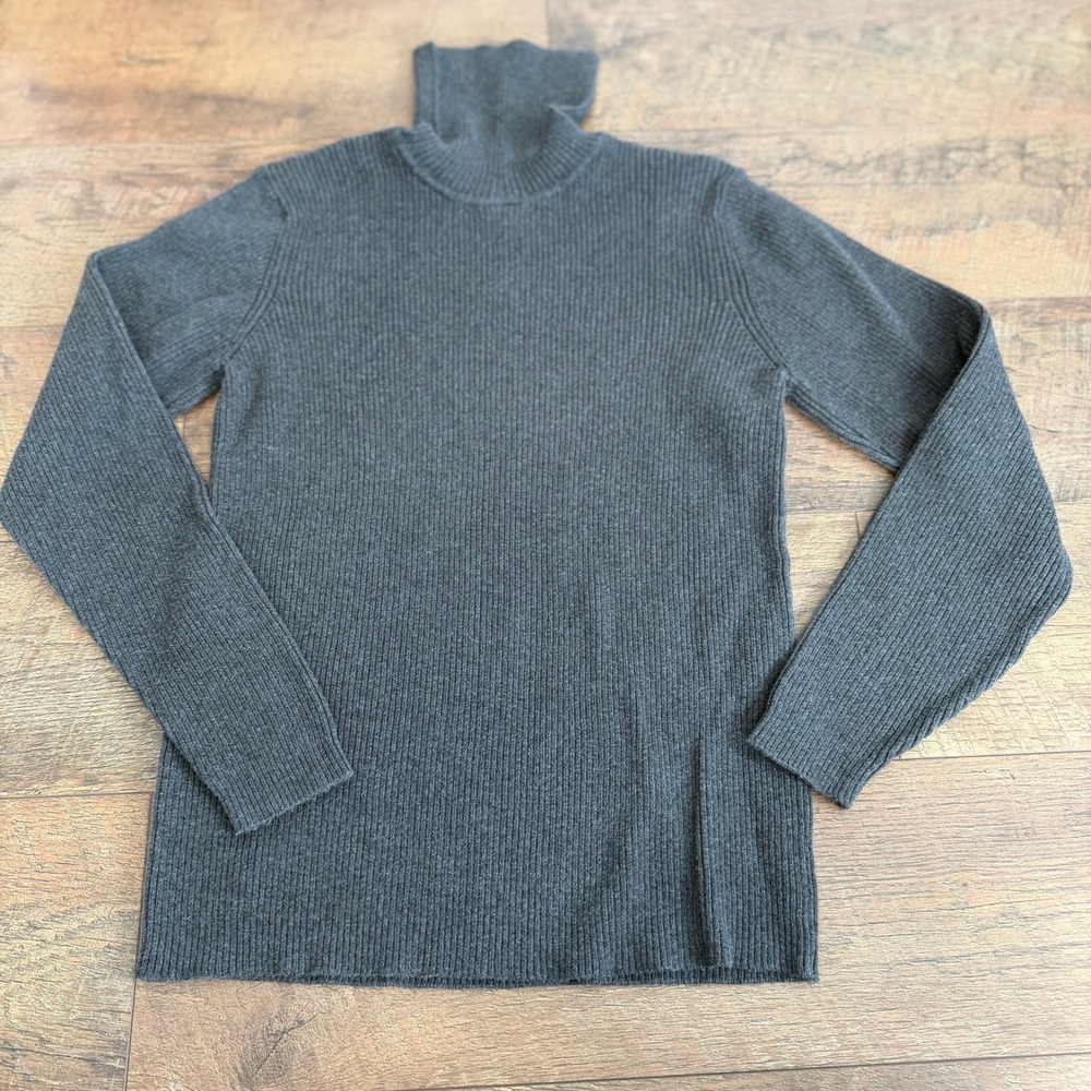 Vintage Gap Factory Gray Ribbed Turtleneck 100% Cotton Women's Large